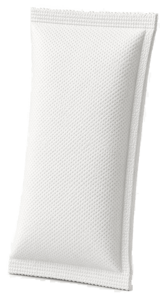 A single white Re-Up Cool Mint focus pouch, standing upright and slowly turning.